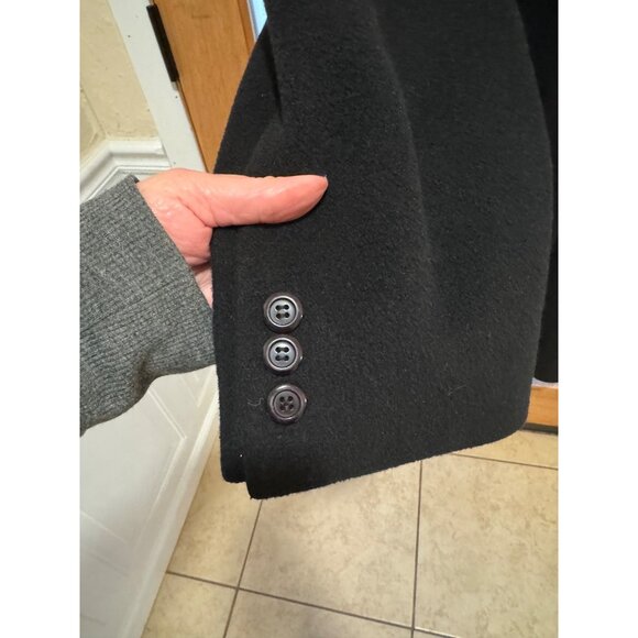 Silver Cloud Black Cashmere Long Dress Overcoat R46 3 Button Business Made Italy - Picture 12 of 15